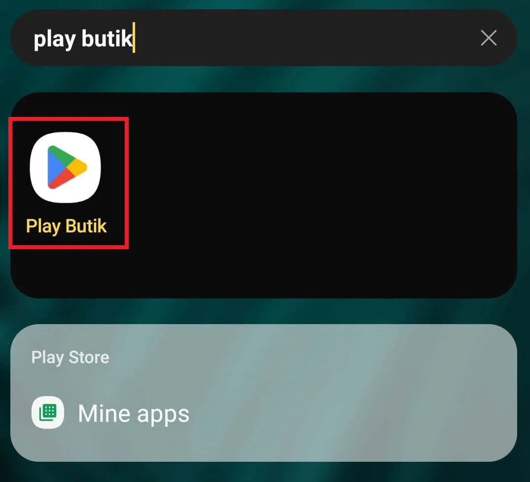 Søg efter Play Butik på startskærmen i Android