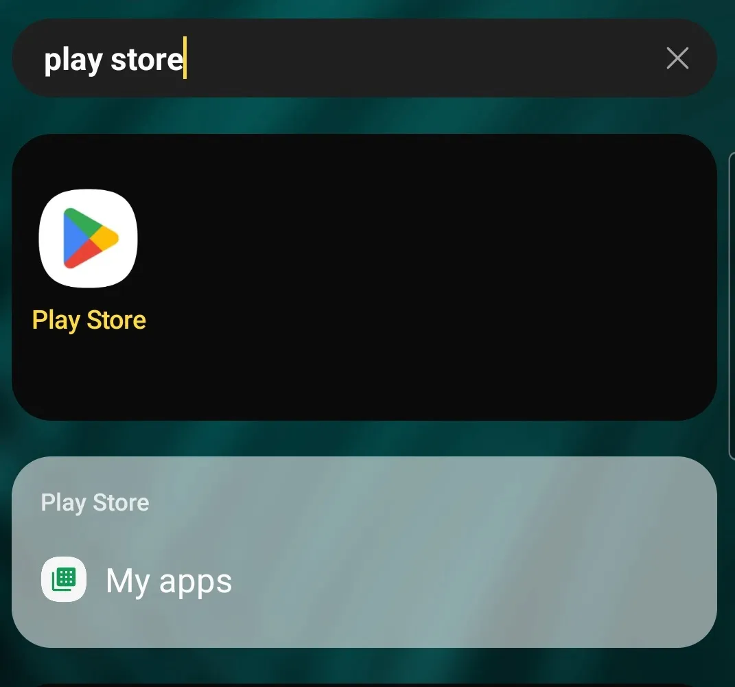 Search for Play Store on the home screen in Android
