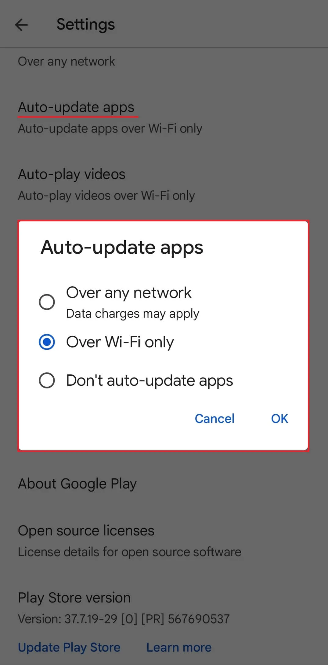 Enable auto-update apps in Play Store