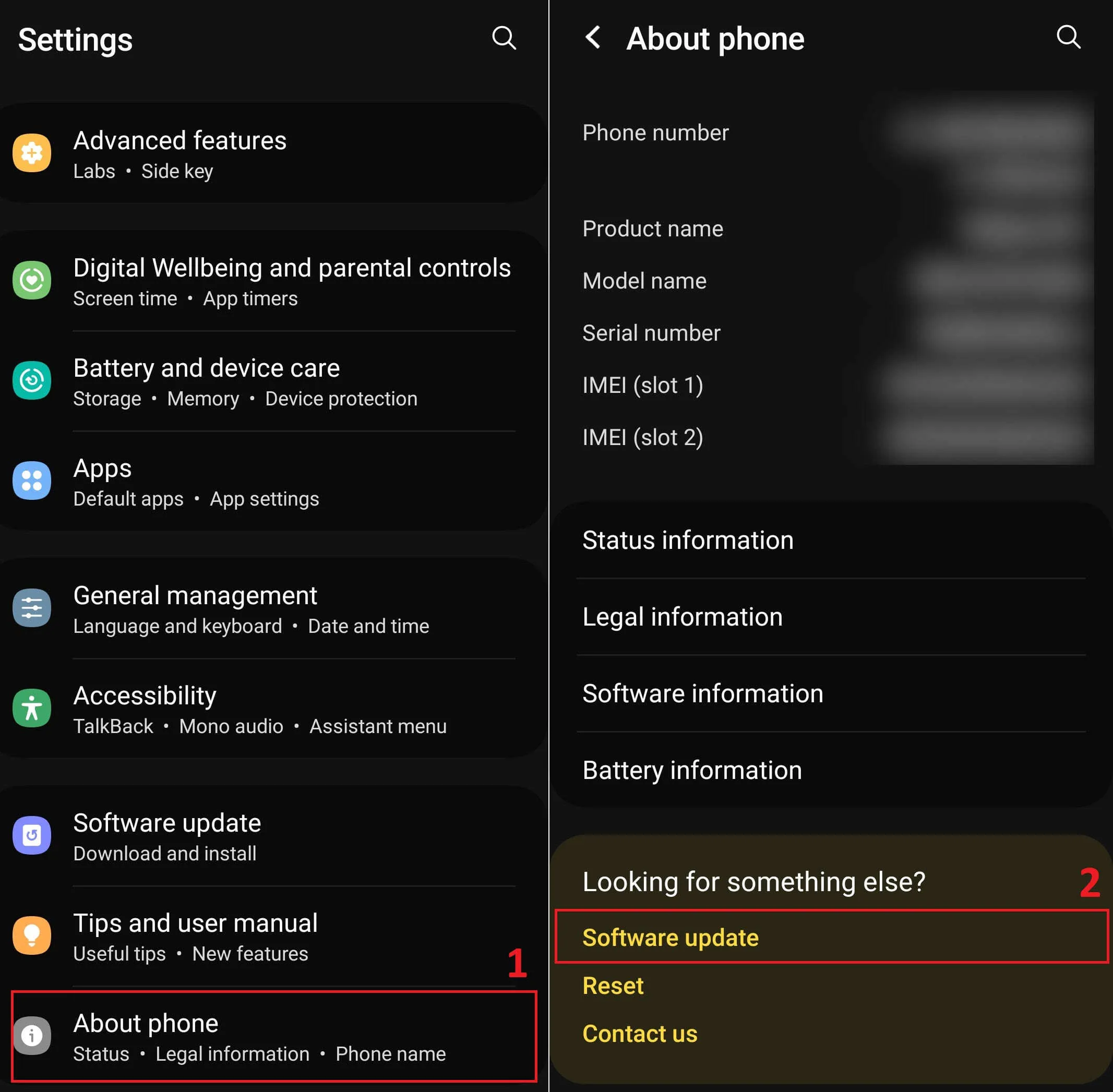 Access settings for Android update