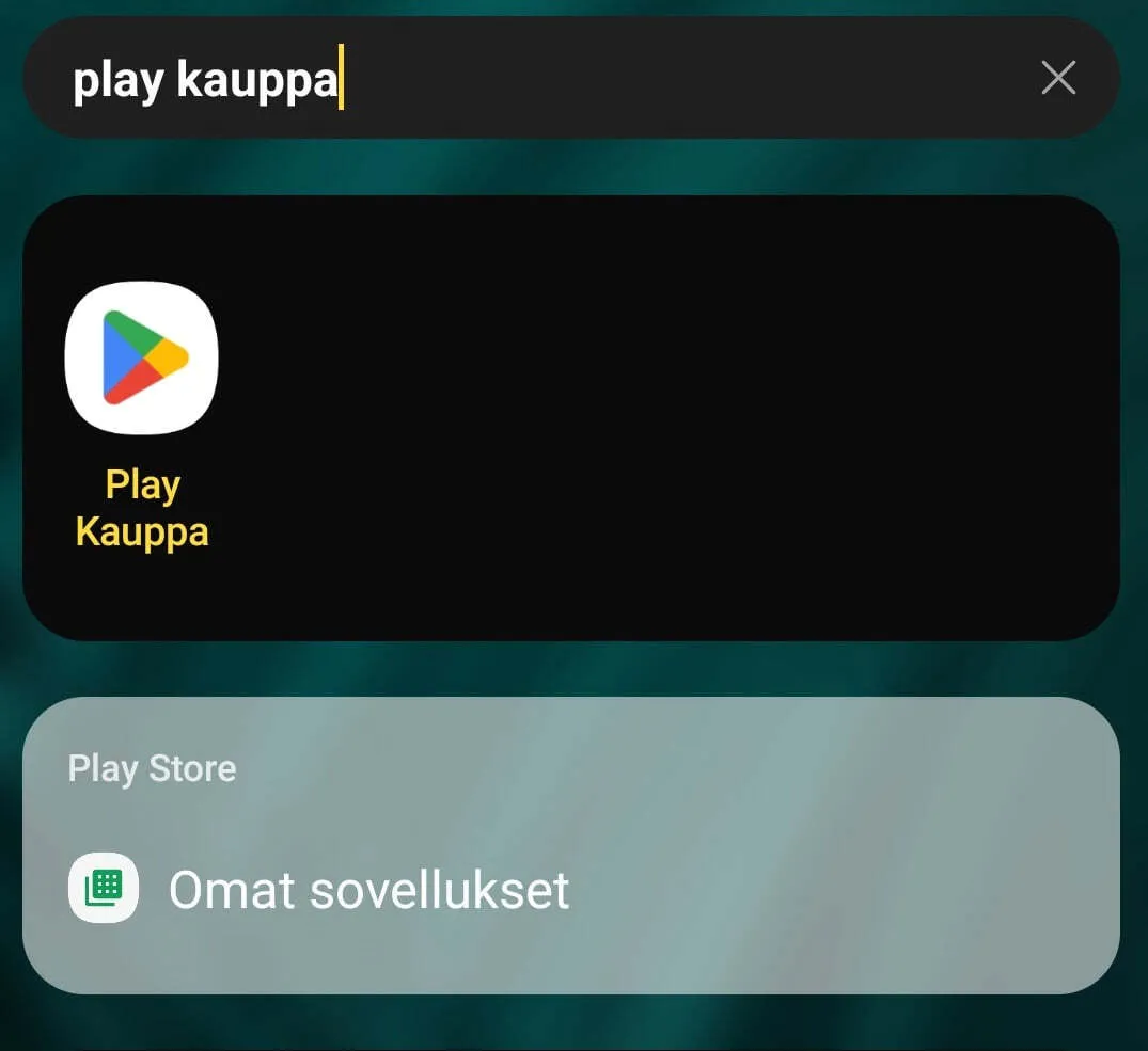 Hae Play Kauppaa Androidin kotinäytöllä