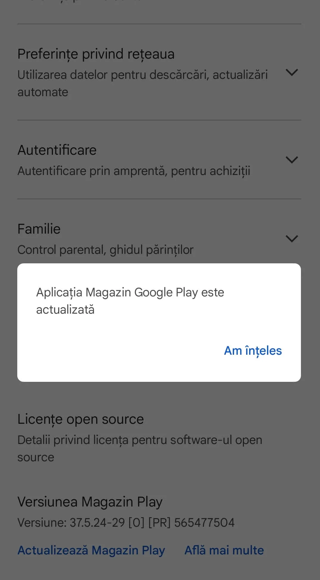 Aplicatia Magazin Google Play este este actualizata